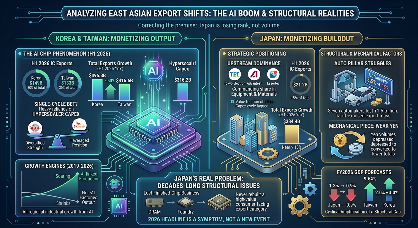 Japan Lost Its Export Lead to South Korea and Taiwan. AI Chips Explain Almost All of It
